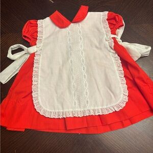 C.I Castro & Co RedDress with White Lace Trim Apron 24 Months